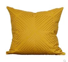 Yellow pillowcase Nordic modern minimalist American cushion cover Model room soft fit pillowcase geometric embroidery 2024 - buy cheap