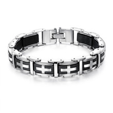 Personality Creative Jewelry Men's Bracelet Classic Cross Stainless Steel Silicone Bracelet 2024 - buy cheap