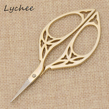 Lychee Vintage Stainless Steel Titanium Plated Colorful Hollow Leaves Shape Scissors DIY Handmade Craft Sewing Tool 2024 - buy cheap