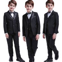 Черные костюмы LOLANTA для маленьких мальчиков, 5 шт., Свадебный официальный Детский костюм, смокинг, платье для вечерние, кольцо для детей 2024 - купить недорого