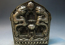 USPS to USA S2810 Tibet Buddhism Copper Bronze silver-gilt Dragon TangKa Buddha Shrine Shrines Box 2024 - buy cheap