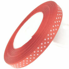 100yards red color 3/8" (10mm) Satin ribbon Polka Dots printed ribbon with white dots, DIY hairbow accessories 2024 - buy cheap