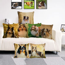 XUNYU Lovely Pet Dog Shetland Sheepdo Cushion Cover Linen Printing Throw Pillowcase Home Office Sofa Decoration Pillow Cases 2024 - buy cheap