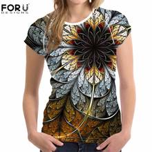 FORUDESIGNS T-shirt Women Tops Tees 3D Floral Printing T-Shirts Ladies Black Retro Style T Shirt Womens Slim-fit Casual Tshirts 2024 - buy cheap