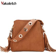 Brand Fashion Tassel Shoulder Bag Nubuck Leather Handbags Vintage Women Messenger Bags Crossbody Daily Casual Women Bag KL260 2024 - buy cheap