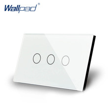 3 Gang 1 Way Dimmer Touch Switch US/AU Standard Wallpad Touch Screen Light Switch White Crystal Glass Panel 2024 - buy cheap