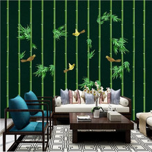 Fondo De estudio De dormitorio Simple chino fondo negro Bamboos pájaros 3D Mural Papel pintado Papel De pared decoración del hogar Papel De Parede 3D 2024 - compra barato