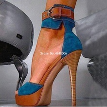 Sandalias de plataforma con correa de tobillo para mujer, zapatos de gladiador con punta abierta, de verano, para fiesta de escenario 2024 - compra barato