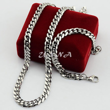 Conjuntos de joias de aço inoxidável 7mm para homens e mulheres, colar e pulseiras personalizado 2024 - compre barato