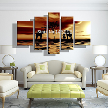 Free shipping hand-painted Africa elephant home decoration digital picture wall frame oil painting on canvas 5pcs/set 2024 - buy cheap