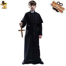 Crianças menino preto robe traje fantasiar-se padre natal halloween cosplay festa para crianças trajes 2024 - compre barato