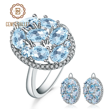 GEM'S BALLET-conjunto de joyas ovaladas de Topacio azul cielo para mujer, conjunto de joyas de plata de ley 925 de 11,40 CT, conjunto de pendientes y pendientes de piedras preciosas 2024 - compra barato
