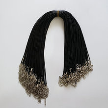 Cordón de cuero encerado negro, cuerda de 45cm con cierre de langosta, cordón colgante para joyería artesanal, 100 unids/lote, 1,5mm 2024 - compra barato