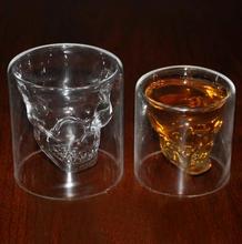 150ml Skull Head Glass Tea Cup For Whiskey Wine Vodka Bar Club wine Double Layers Shot Transparent Crystal glass 2024 - buy cheap