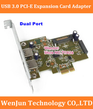 Супер высокая скорость 2 порта USB 3.0 PCI-E расширения карты адаптер двойной источник питания SATA + 4 контакта USB3.0 внутренняя PCI-E карта 2024 - купить недорого