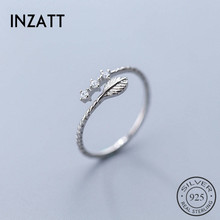 INZATT Real 925 Sterling Silver Zircon Leaves Plant Ring For Fashion Women Cute Fine Jewelry Accessories 2019 Gift 2024 - buy cheap