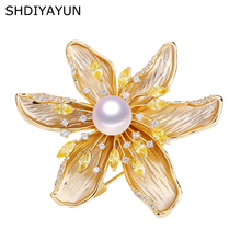 SHDIYAYUN 2019 New Good Pearl Brooch For Women Texture Flower Brooch Pins Brooches Natural Freshwater Pearl Fine Jewelry Gift 2024 - buy cheap