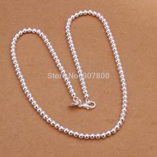 N113 Top quality 4MM 18inches silver plated beads chain necklace fashion jewelry for woman beautiful Christmas gift 2024 - buy cheap