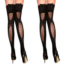 Sexy Lady Sheer Lace Top Stay Up Thigh High Hold-ups Fishnet Stockings Pantyhose 2019 fashion new style 2024 - buy cheap