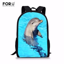 FORUDESIGNS Dolphin Print Girls Schoolbag Lovely Animal Backpack for Children School Bags Lightweight Student Mochila Infantil 2024 - buy cheap