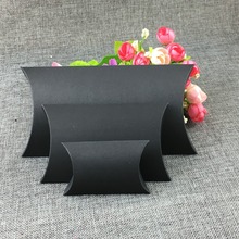 Caja de papel Kraft con forma de almohada, embalaje con forma de almohada, color negro/marrón, para joyería/dulces/regalo pequeño, 50 Uds. 2024 - compra barato