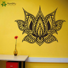 Yoyoyu decalque de parede mandala flor, adesivos de parede para estúdio de yoga arte mural removível de buda de vinil decoração de casa flor de lótus padrão nsy629 2024 - compre barato