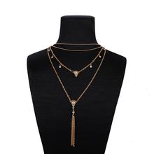 Women Fashion Multi-layer Waterdrop Tassel Pendant Chain Choker Necklace Jewelry Gift For Women 2024 - buy cheap