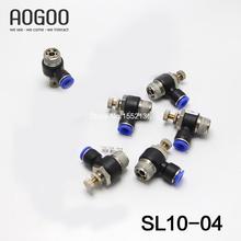 Tubo de 10mm de rosca, válvula de acelerador neumática G1/2, conector rápido, SL10-04 de válvula de escape 2024 - compra barato