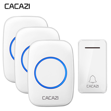 CACAZI Self-powered Wireless Doorbell No battery Waterproof 1 Button 3 Receiver EU Plug LED light Cordless DoorBell 36 Chimes 2024 - buy cheap