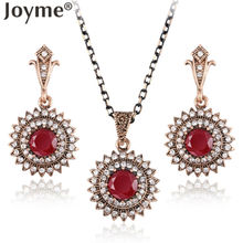 Conjuntos de jóias de noiva casamento turco grânulos africanos vermelhos indiano jóias acessórios colar e brincos conjunto parure bijoux femme 2024 - compre barato