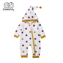 Newborn Baby Girl Boy Romper Infant Toddler Kid Long Sleeve Zipper Dot Hoodies Jumpsuit Autumn Outfit Sleepwear Pajamas Clothes 2024 - buy cheap