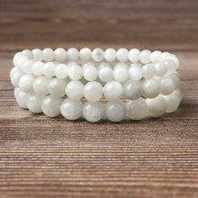 Natural Bracelet 8mm White Moonstone Stone Beads Bracelet Bangle Fit For DIY Jewelry Women And Men Meditation Amulet Accessories 2024 - buy cheap