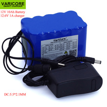 Varicore 12v 10ah 18650 li-lon bateria 12.6v 10000mah com bms placa de proteção de circuito dc 5.5*2.1mm + 1a carregador 2024 - compre barato