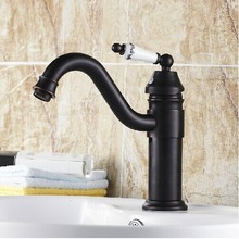 Grifo de cobre y bronce negro antiguo para baño, grifería vintage de lavabo, mezclador de lavabo caliente y frío 2024 - compra barato