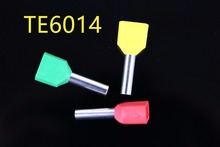 100pcs TE6014  Double tube line nose needle shape Insulated Bootlace Ferrule Terminal 2x6mm2 2024 - buy cheap