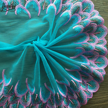 YACKALASI-tela de encaje bordado, tejido suave de tul para costura de encaje, adornos de ropa de flores, apliques festoneados de 16CM 2024 - compra barato