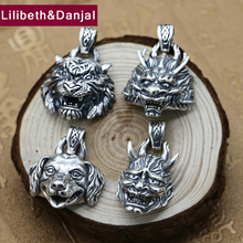 Punk Pendant 100% Real 925 Sterling Silver fine Jewelry For Men Women Animal Dog Tiger Dragon Skull Necklace Pendant 2020 P47 2024 - buy cheap