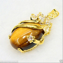 New Jewelry Gold Plated Tiger Eye Pendant Necklace + Free Chin 2024 - buy cheap