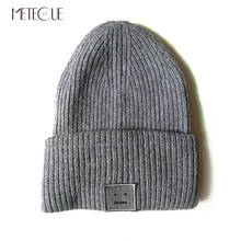 100% Wool New Smiling Pattern Knitted Women Beanie Hat Comfortable Soft Free Size Warm Hat Autumn Winter Clearance 2019 2024 - buy cheap