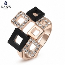 Dan's Element-anillos de boda de Color dorado y cobre para mujer, Cristales austriacos, a la moda, saludable, Anti-caída, # RG91231 2024 - compra barato