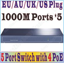 57W, 5 puertos 4 PoE 1000Mbps interruptor IEEE802.3af en PoE traje para todo tipo de cámara poe o AP, interruptor de red, W * D * H:216*131*30mm 2024 - compra barato