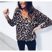 Fashion Animal Leopard Printed Loose Blouse Women Sexy Long Sleeve V Neck Stretchable Elegant Shirt Tops 2024 - buy cheap