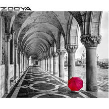 ZOOYA DIY Diamonds Painting Cross-Stitch Embroidery 3d Diamonds Set For Embroidery Home Decor Scenic Church Red Umbrella R252 2024 - buy cheap