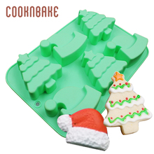 COOKNBAKE silicone mold for cake pastry baking Christmas tree hat Handmade Soap Tool 6 hole pudding bread cake decoration mould 2024 - buy cheap