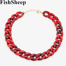 FishSheep Statement Red Acrylic Chain Long Choker Necklaces For Women Vintage Plastic Chain Collar Pendants & Necklaces Bijoux 2024 - buy cheap