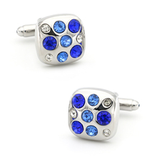 Men's Square Crystal Dot Cuff Links Copper Material Blue Color 2024 - buy cheap