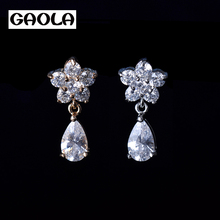 Pear Drop Cubic Zirconia Dangle Earrings Wedding Bridesmaid Pageant Prom GLE0130 2024 - buy cheap