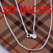 GSSPN226-20/  silver plated 2mm,20inchs,Twistedstring necklace,fashion jewelry,wholesale,Nickle free antiallergic ,factory price 2024 - buy cheap