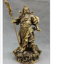 15" Chinese Bronze Folk 9 Dragon Warrior Standing GuanYu GuanGong God Statue decoration bronze factory outlets 2024 - buy cheap