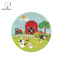 Party supplies 8pcs 7inch farm animals theme party decoration disposable tableware paper dessert plate dishes with food film 2024 - buy cheap